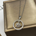 Floating Round Crystal Double Circle Pendant Necklace view 1