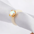 Pastel Resin Band Rings with Oval Crystal Settings in Five Colors view 6