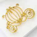 Openwork Pumpkin Carriage Brooch In Polished Gold Tone view 3