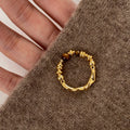 Gold-Tone Tiger Eye Bead Stretch Ring Twisted Band view 2