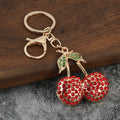 Rhinestone Cherry Metal Keychain Gift for Couples and Friends
