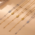 Heart Cross Y-Lariat Necklace Zircon Accents Stainless Steel view 3