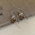 Silver Tone Star Threader Earrings With Long Bar Drops view 6