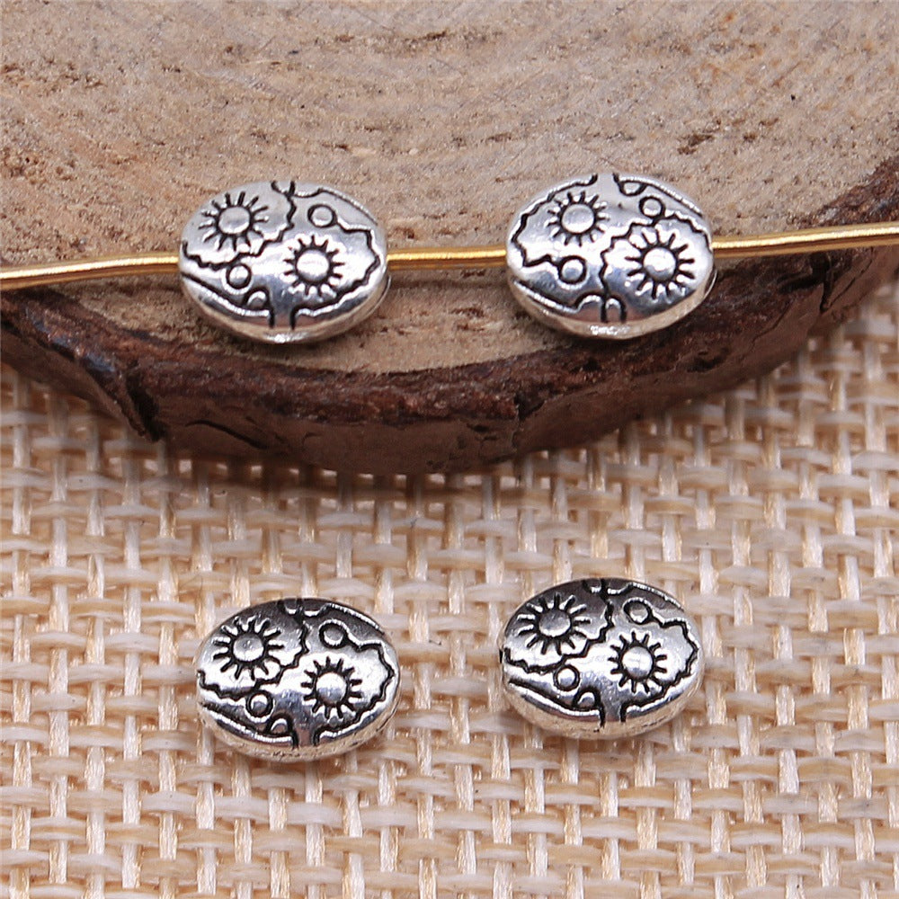 7x6x3mm 0.6g Multicolor Zinc Alloy Oval Sun Loose Metal Beads for DIY Bracelet Necklace Making