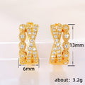 Gold Crossed Band CZ Mini Huggie Hoop Earrings Pair view 5