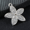 Pave Rhinestone Five Petal Flower Charm Pendant Silver And Gold Tone view 6