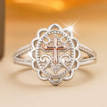 Cross Filigree Oval Statement Ring In Silver And Rose Tones view 5