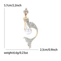 Crystal Mermaid Brooch with Large Pearl Accent in Two Tones view 6