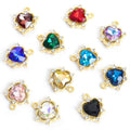 Faceted Heart Crystal Metal Jewelry Charms, 22 Colorways view 3