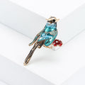 Colorful Bird Brooch Perched on a Crystal Flower Branch view 6