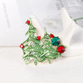 Red Green Christmas Tree Crystal Enamel Metal Brooch Pin view 4