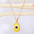 Gold Tone Round Candy Resin Evil Eye Pendant Necklaces in Six Colors view 6