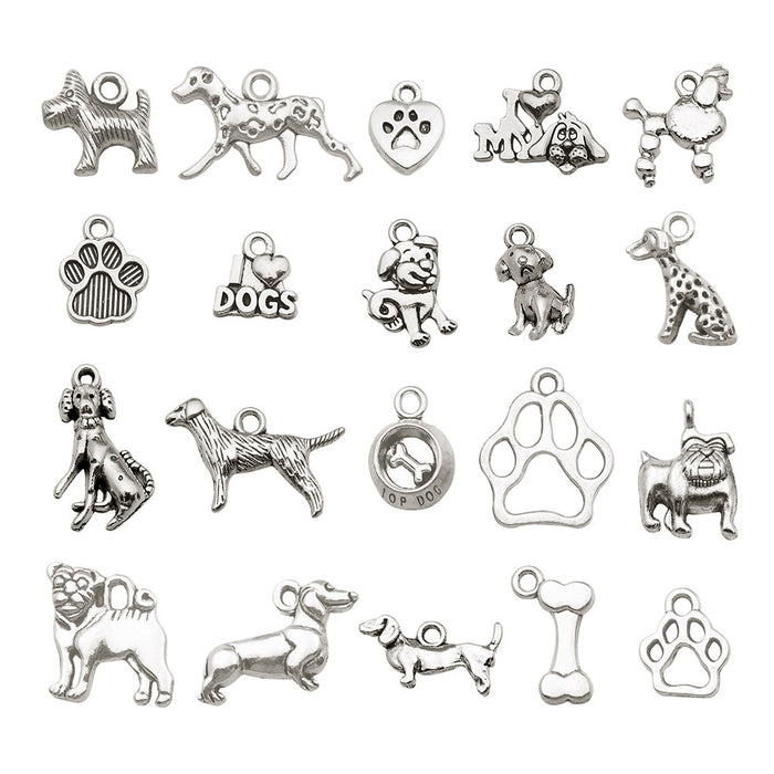 Antique Silver Dog Metal Charms with 25 Listed Options