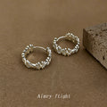 Silver Tone Hollow Cross Pattern Mini Hoop Earrings Pair view 4