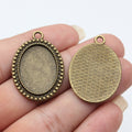 Mixed Finish Metal Oval Pendant Bezel Tray For Jewelry Making view 2