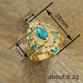 Gold Tone Turquoise Blue Ornate Marquise Statement Ring view 4