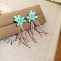 Colorful Flower and Glass Bead Tassel Stud Earrings Five Styles view 6