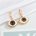 Gold Tone Eyeball Huggie Drop Earrings in Five Iris Colors view 6