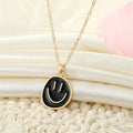 Gold Tone Colorful Enamel Oval Smiley Face Pendant Necklaces view 4