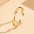 Silver Gold Open Wave Band Adjustable Ring Two Finishes view 1