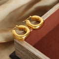 Chunky Polished Gold Hollow U Shape Hoop Earrings Bold view 4