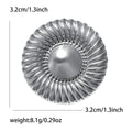 Round Fluted Brooch With Pearl Center In Silver And Gold Tones view 6