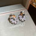 Crystal Flower Drop Earrings In Three Top Stone Colors view 8