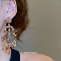 Ornate Pink Crystal Chandelier Drop Earrings Jewelry Design view 3