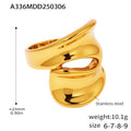 Polished Irregular Twisted Gold Stainless Steel Rings Sizes 6-9 view 6