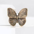 Textured Butterfly Brooch Silver or Gold Tone Clear Stone Pin view 2