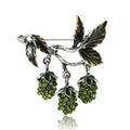 Three Berry Branch Brooch in Purple or Green Crystal view 5