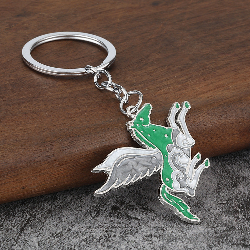 Running Horse Metal Keychain, Zodiac Animal Key Ring Pendant Gift
