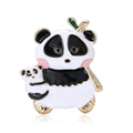 Panda Holding Cub Enamel Brooch in Blue or Black Accents view 5