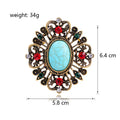 Aqua Gold Tone Flower Metal Brooch Pin for Jackets and Lapels view 2