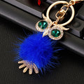 Jeweled Owl Plush Pom Pom Keychains and Braided Wrist Loops in Eleven Options view 4