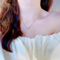 Silver Tone Clear Geometric Cluster Pendant Necklace O Chain view 3