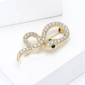 Curled Crystal Snake Brooch in Four Color Finishes view 3