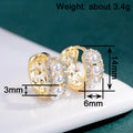 Gold Tone Pearl CZ Openwork Huggie Hoop Earrings Metal view 4