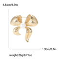 Grooved Metal Bow Brooch With Pearl Center in Gold or Silver Tone view 4