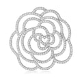Openwork Camellia Crystal Brooch in Gold or Silver Tone view 1