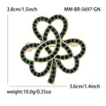 Looped Crystal Open Clover Brooch in Black or White view 5
