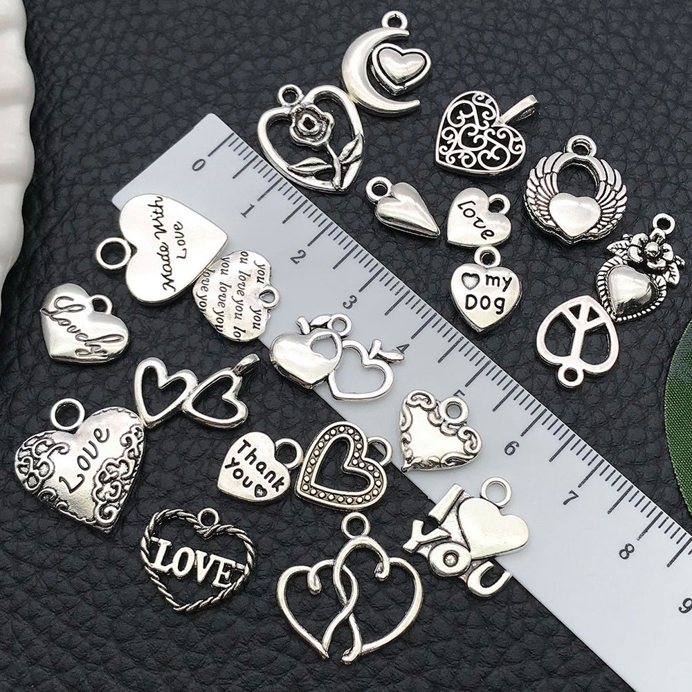 Antique Silver Zinc Alloy Hollow Heart Charm Pendant for DIY Necklace Earring Making