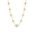 Heart Glass Stone Station Necklace Stainless Steel Color Mix view 5