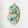 Gold Tone Face Profile Pressed Flower Earrings and Charms view 7