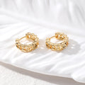 Gold Tone Geometric Huggie Hoop Earrings in Seven Designs view 7