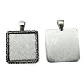 Silver Tone Square Beaded Cabochon Pendant Tray Setting view 4