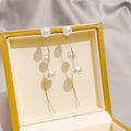 Curved Wire Branch and Three Pearl Look Threader Earrings view 2