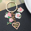 Pink Rose Love Heart Letter and Card Metal Keychain Set view 4