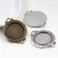 Swirl Frame Oval Pendant Bezel Settings in Two Finishes view 1