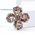 Openwork Rhinestone Clover Flower Brooch Purple Blue view 3